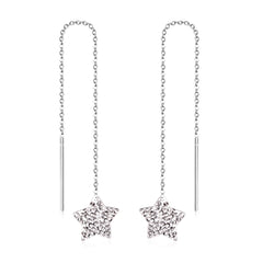 Cubic Zirconia & Silver-Plated Star Threader Earrings