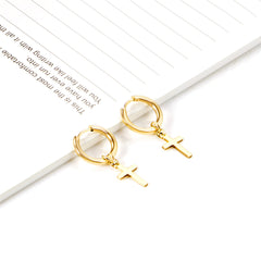 Beautifully crafted 18K gold-plated cross earrings, offering a stylish way to express your faith with every wear.