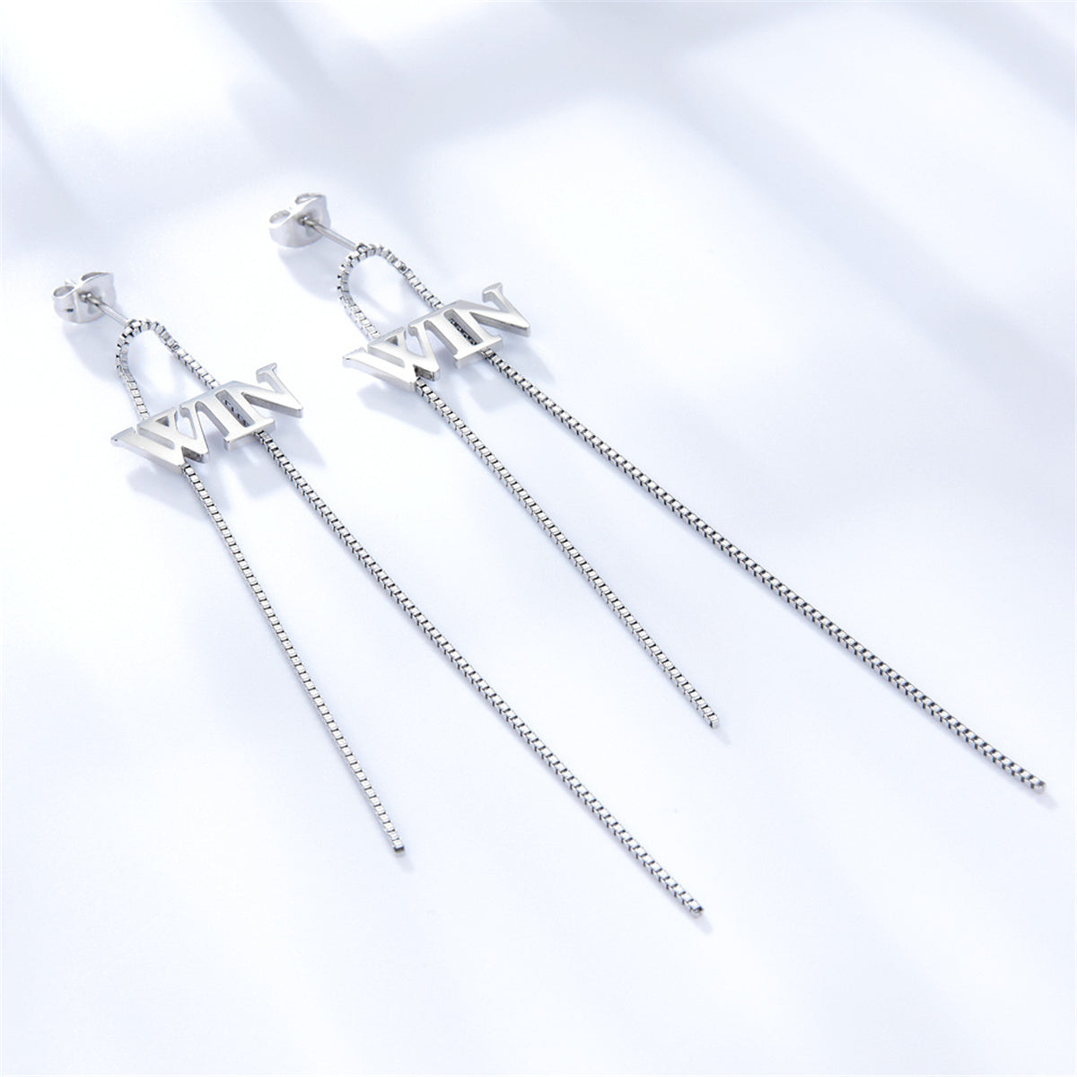 Silver-Plated 'Win' Tassel Drop Earrings