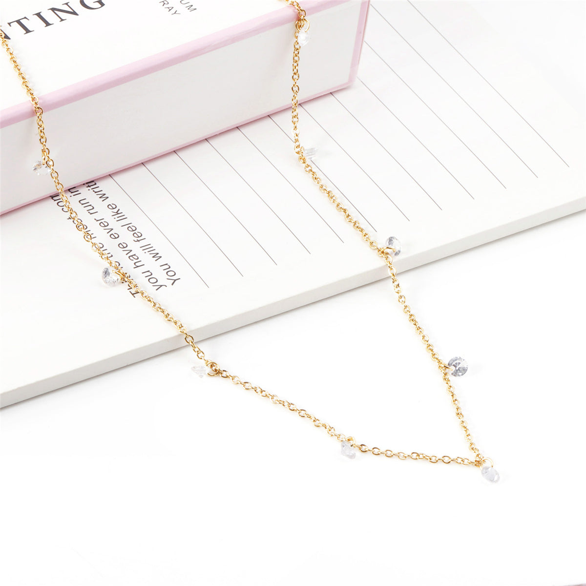 Cubic Zirconia & 18K Gold-Plated Round Station Necklace