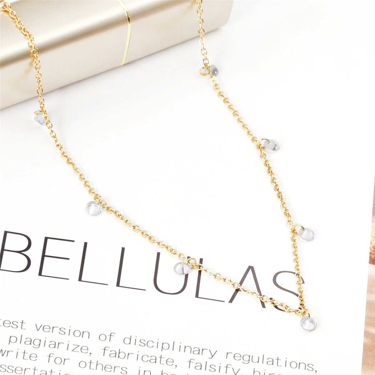 Cubic Zirconia & 18K Gold-Plated Round Station Necklace