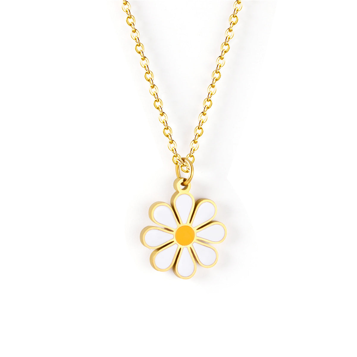Yellow Enamel & 18K Gold-Plated Mum Pendant Necklace