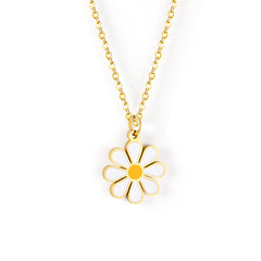 Yellow Enamel & 18K Gold-Plated Mum Pendant Necklace