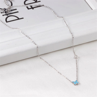 Lake Blue Enamel and Silver-Plated Cubic Zirconia-Accent Butterfly Pendant Necklace, silver pendant..., lifestyle look