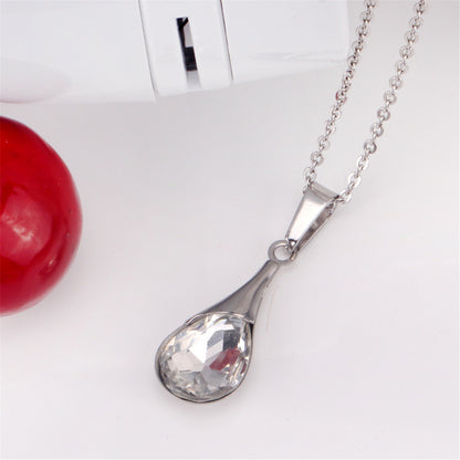 Clear Crystal and Silver-Plated Drop Earrings and Pendant Necklace, silver drop earrings for women, side view