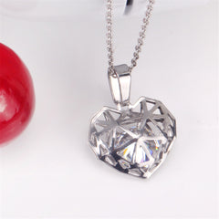 Clear Cubic Zirconia & Silver-Plated Heart Drop Earrings & Pendant Necklace