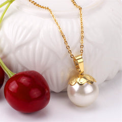 Pearl & 18K Gold-Plated Fruit Drop Earrings & Pendant Necklace