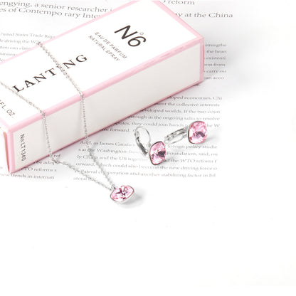 Pink Crystal and Silver-Plated Square Huggie Earring Set, silver huggie earrings, dainty minimalist design, detail close-up