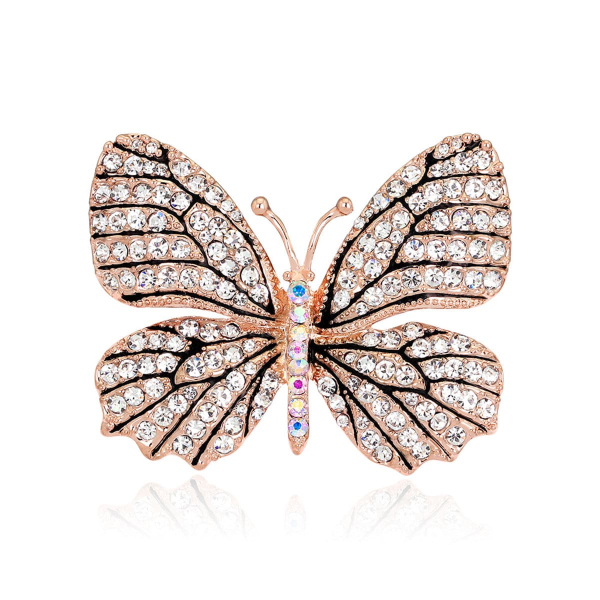 Cubic Zirconia & Gold-Plated Butterfly Brooch