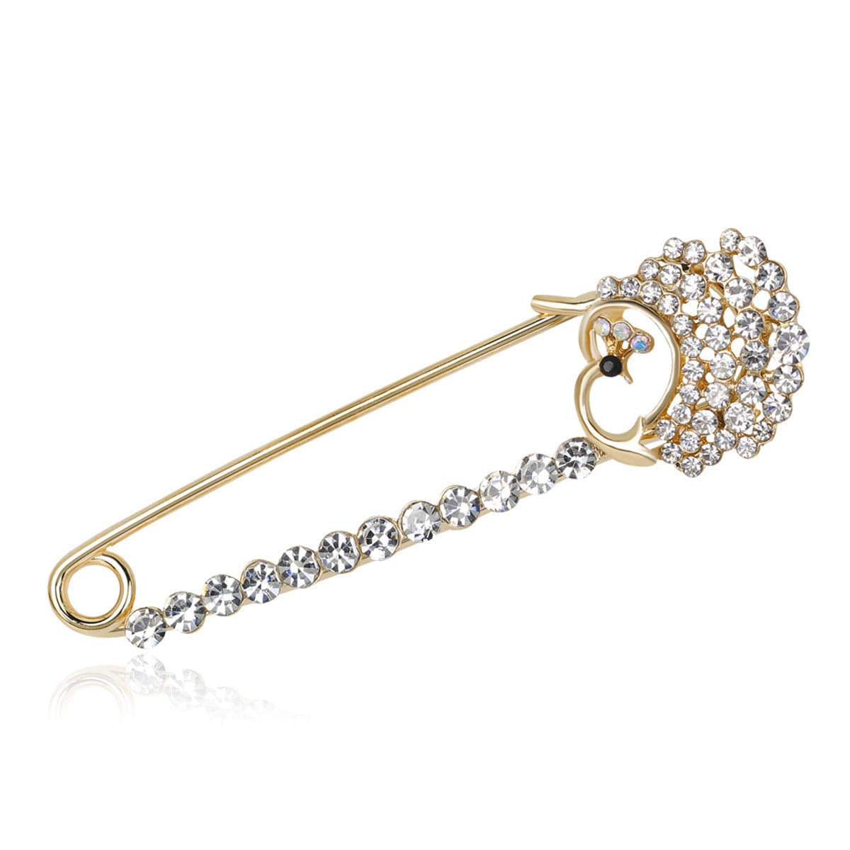Cubic Zirconia & 18K Gold-Plated Pin Brooch