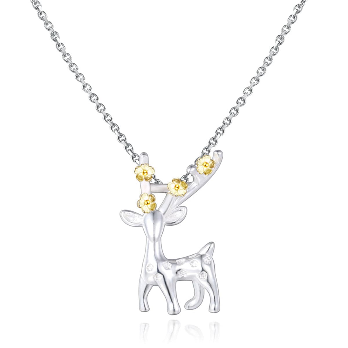 Two-Tone Deer Pendant Necklace