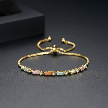Crystal and Cubic Zirconia Adjustable Bracelet, bracelet for women, botanical inspired, front view