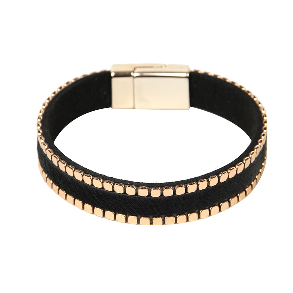 Black & 18k Gold-Plated Belt 0.5'' Bracelet - streetregion