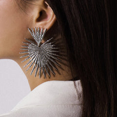 Silver-Plated Spiked Heart Drop Earrings