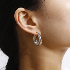 Silver-Plated Graduated Hoop Earrings