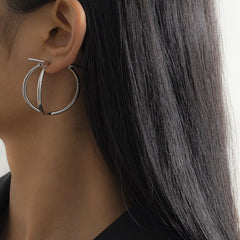 Silver-Plated Split Hoop Earrings