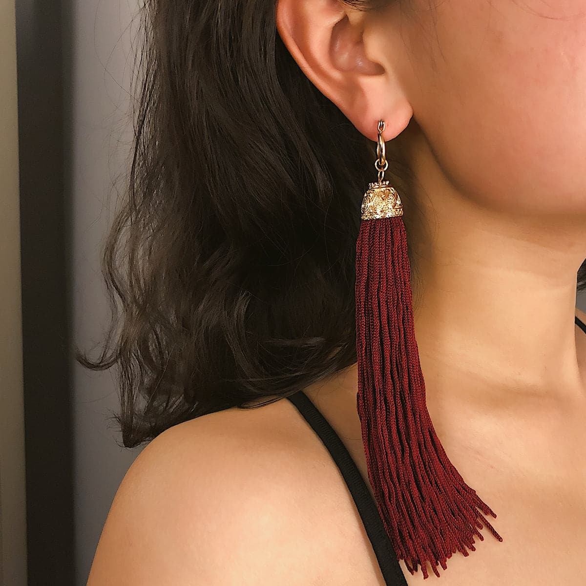 Red Polyster & 18K Gold-Plated Tassel Drop Earrings