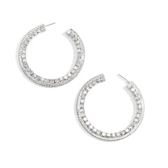 Cubic Zirconia & Silver-Plated Hoop Earrings