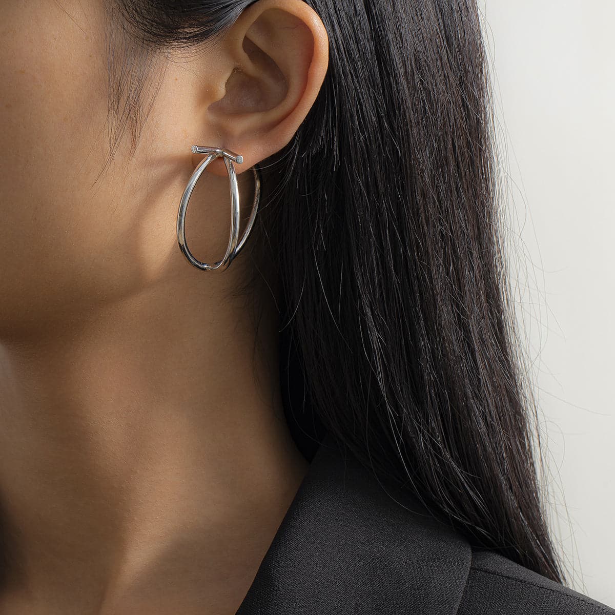 Silver-Plated Split Hoop Earrings