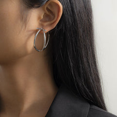 Silver-Plated Split Hoop Earrings