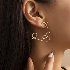 18K Gold-Plated Open Triangle Face Mismatching Stud Earring