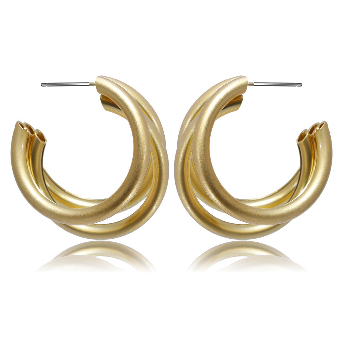 18K Gold-Plated Tri-Ring Hoop Earrings