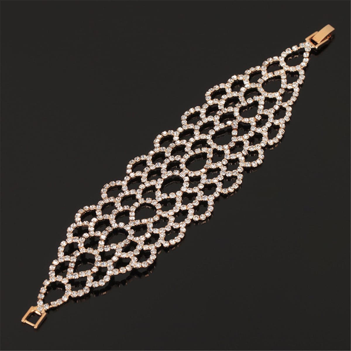 Cubic Zirconia & 18K Gold-Plated Open Drop Bracelet