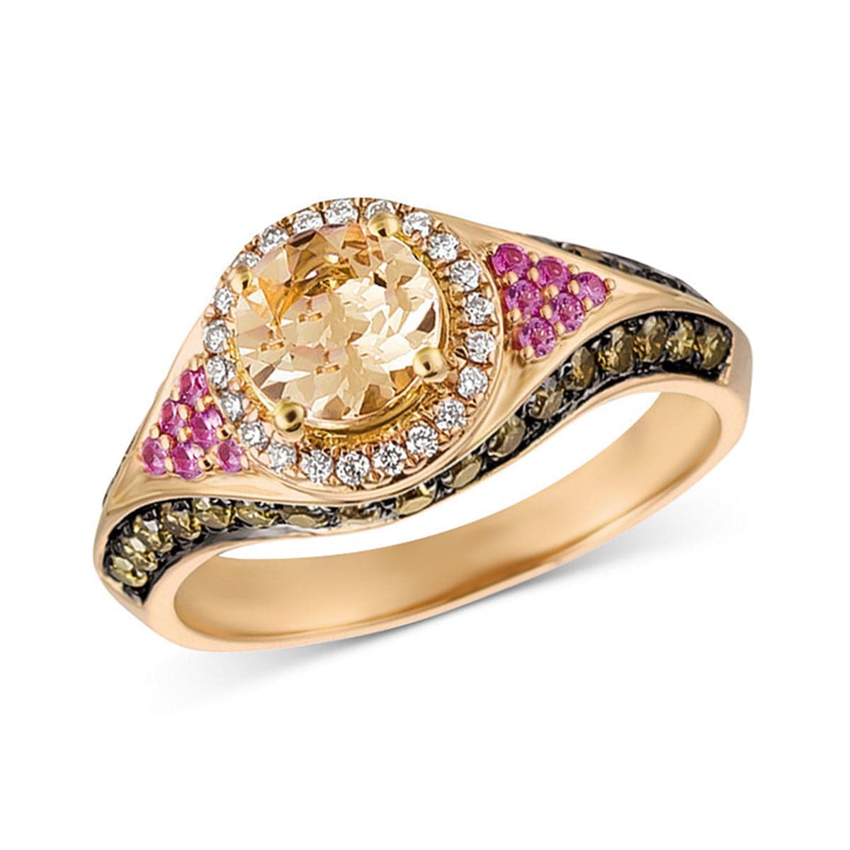 Yellow Crystal & Cubic Zirconia Round Cut Ring