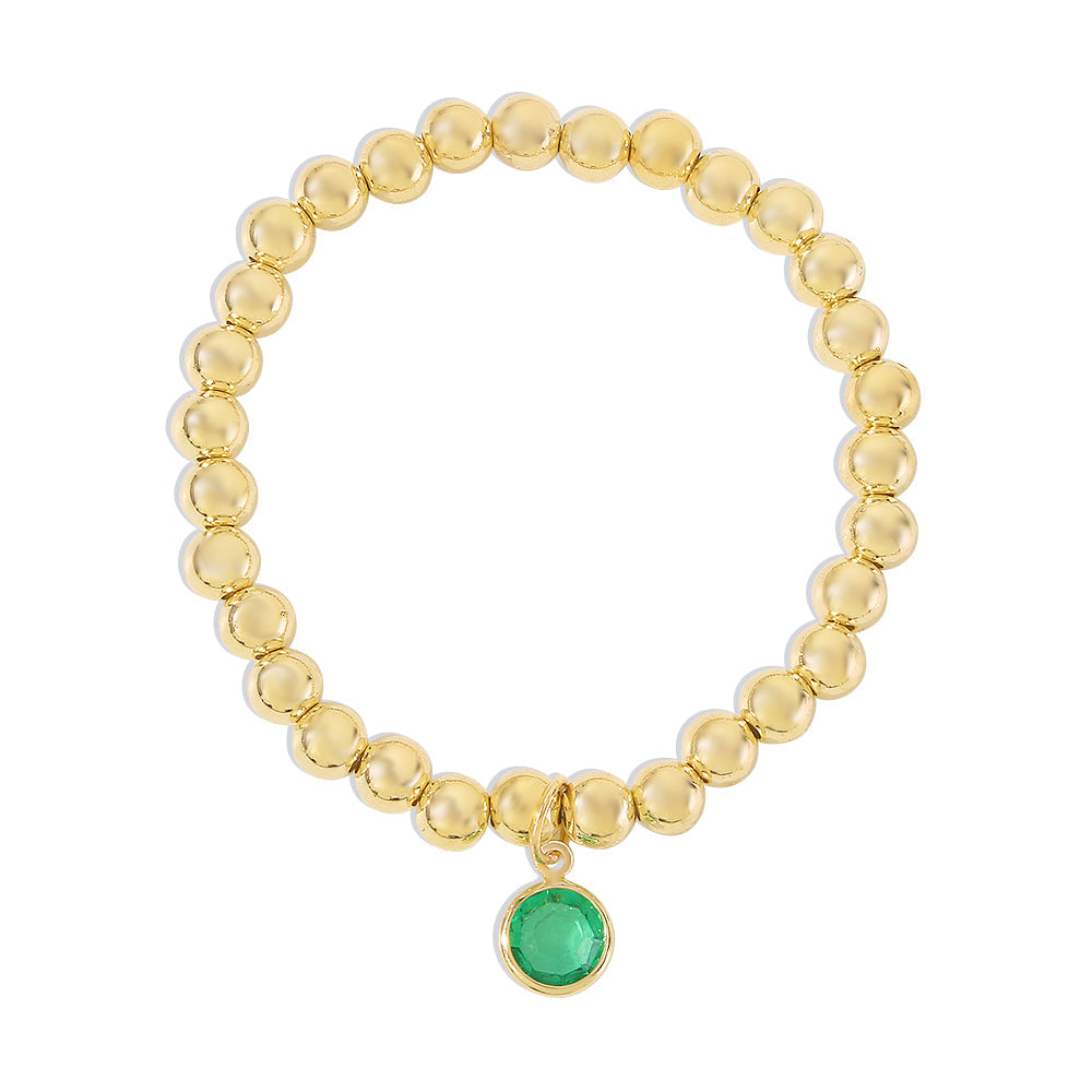 Green Crystal & 18K Gold-Plated Beaded Stretch Bracelet