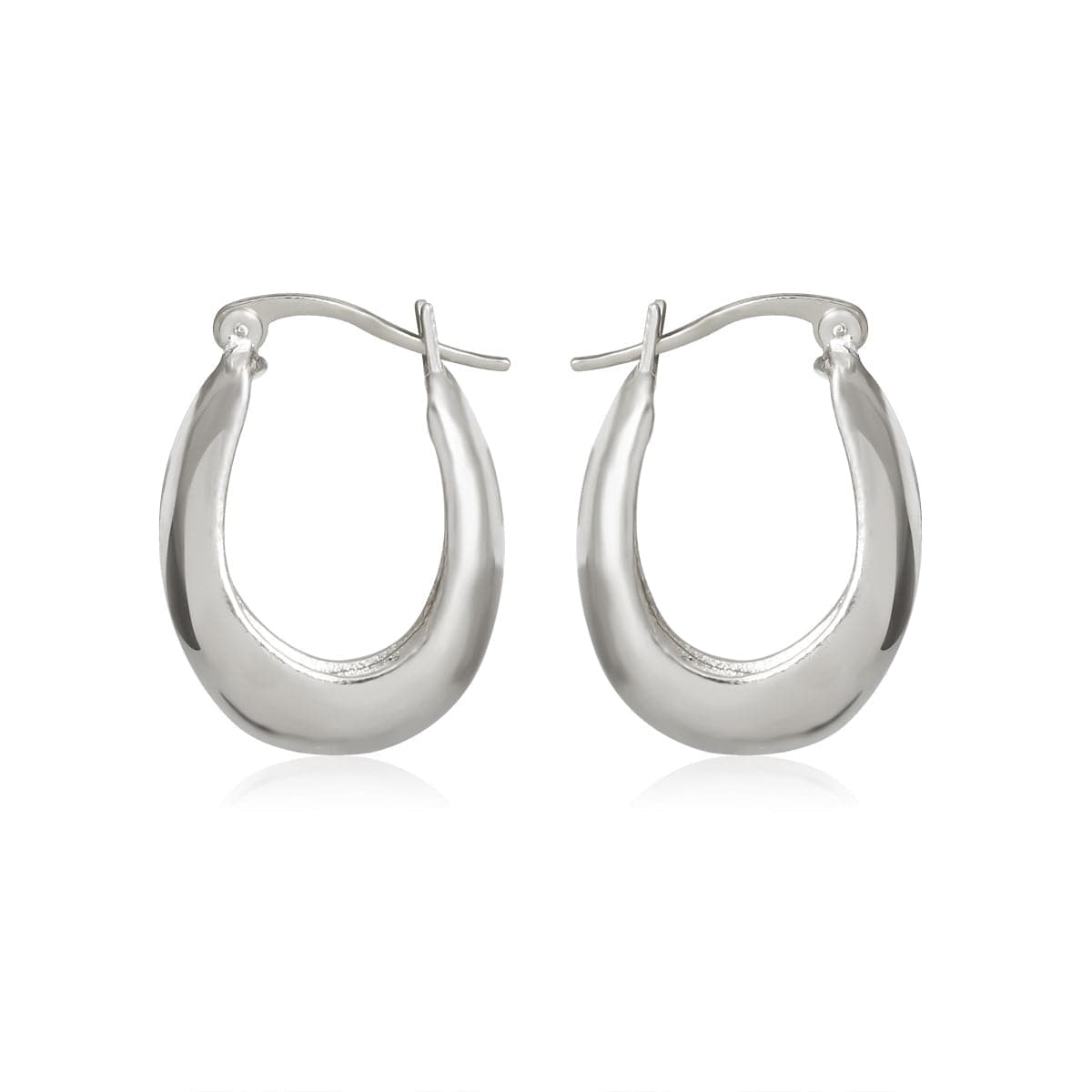 Silver-Plated Graduated Hoop Earrings