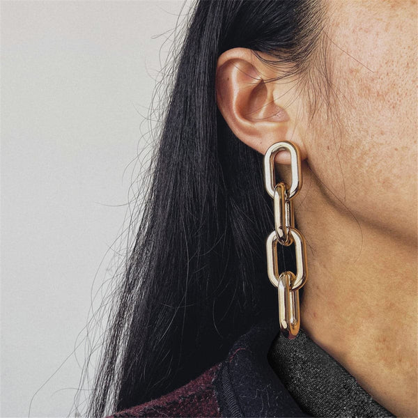 Goldtone Figaro Chain Drop Earring