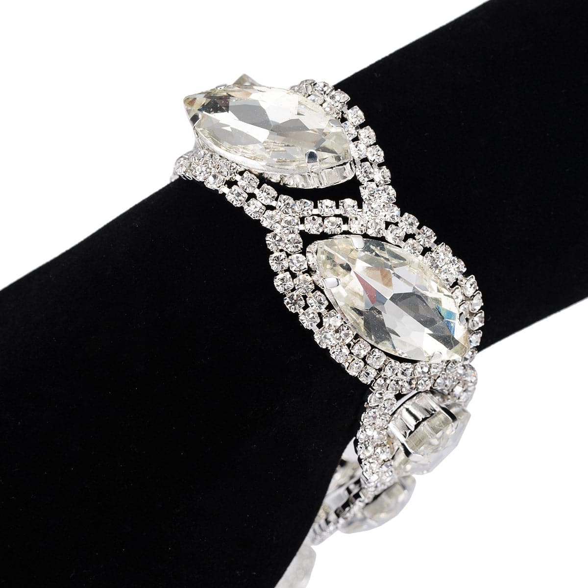 Cubic Zirconia & Silver-Plated Marquise Bracelet