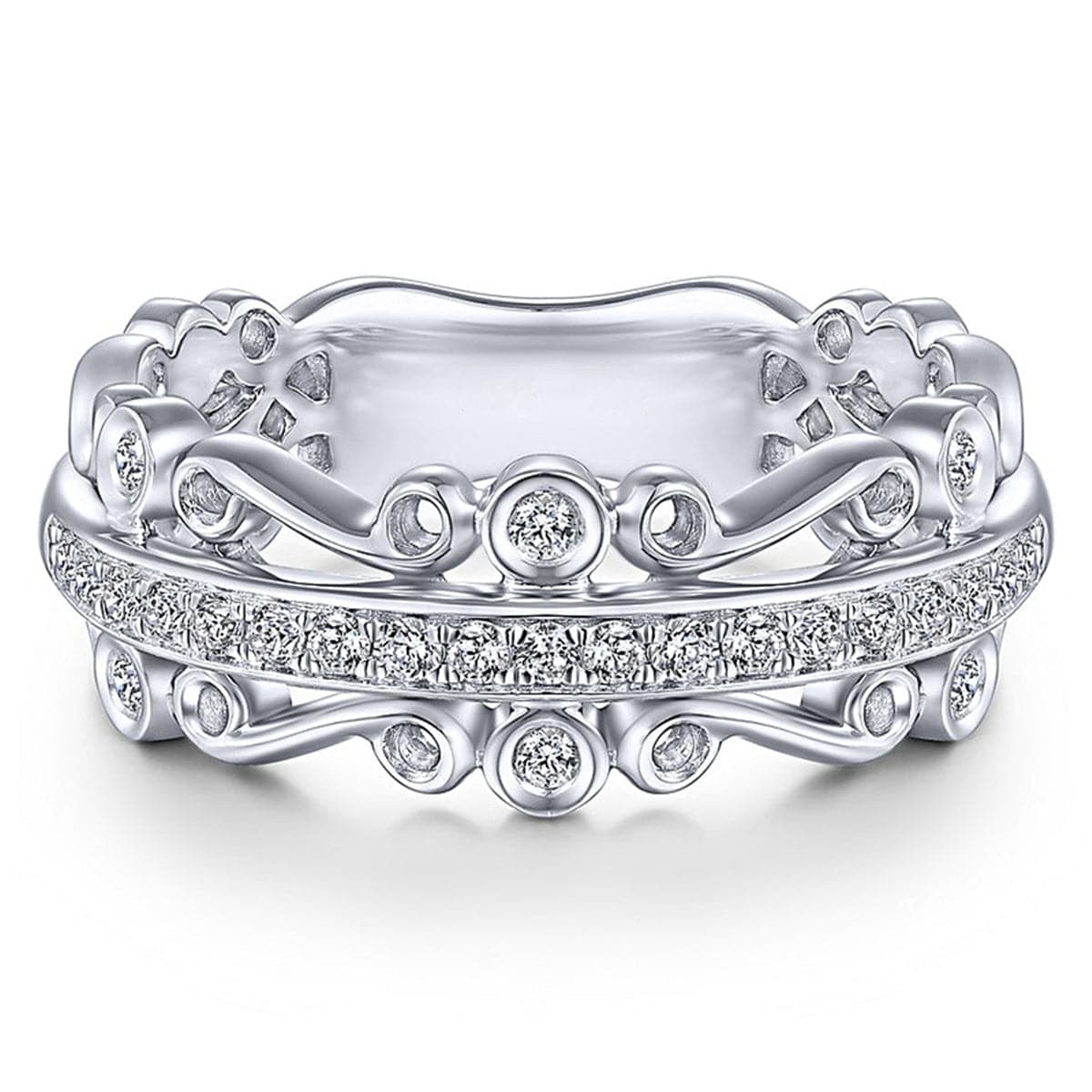 cubic zirconia & Silver-Plated Filigree Channel Band - streetregion
