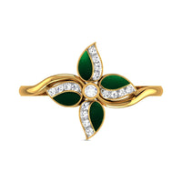 Green cubic zirconia & 18k Rose Gold-Plated Oil Drop Clover Ring - streetregion