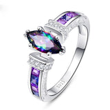 Purple Cubic Zirconia & Crystal Marquise Cut Channel Oil Slick Ring