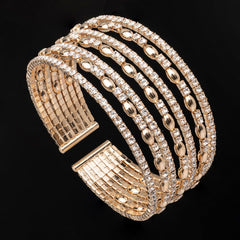 Cubic Zirconia & 18K Gold-Plated Layered Cuff