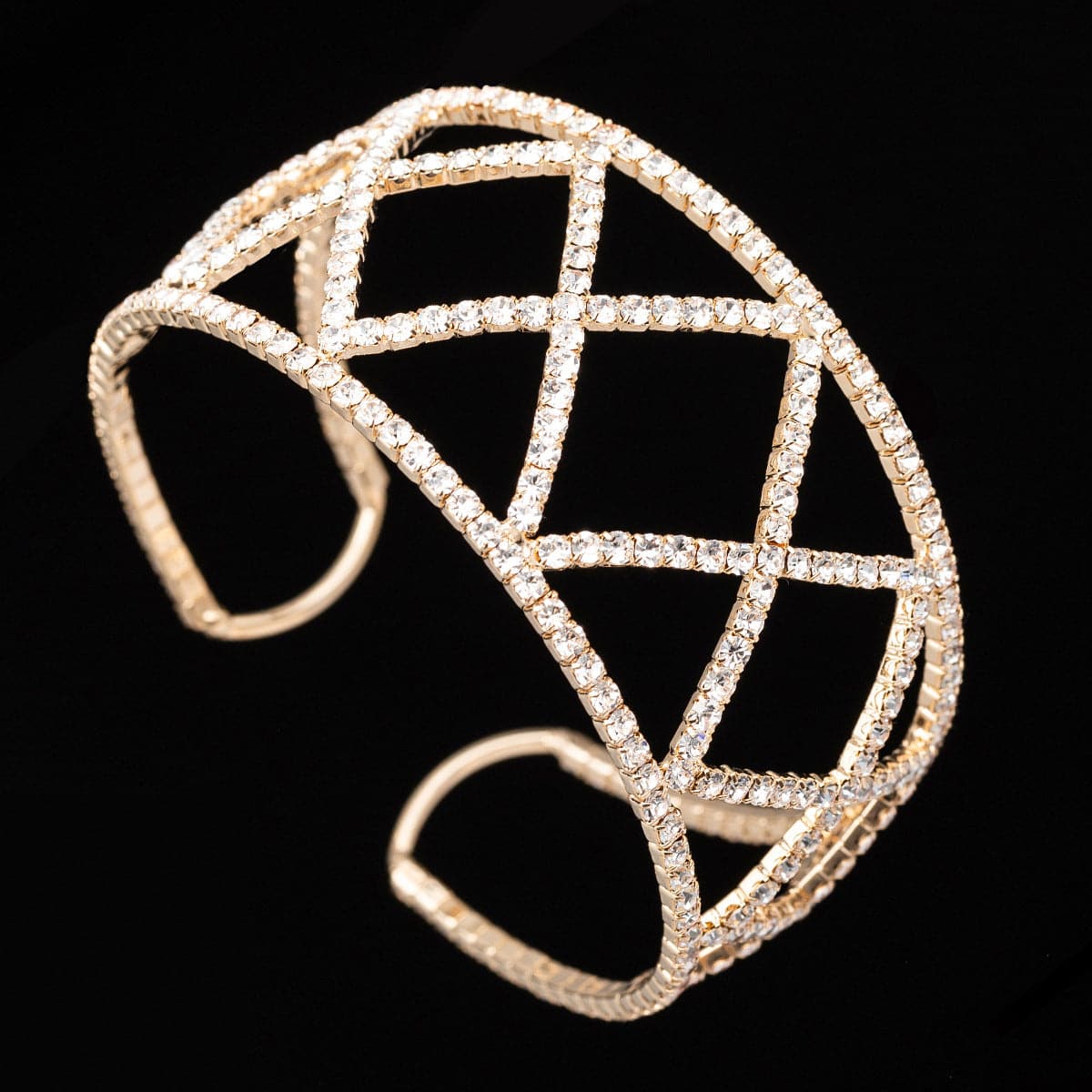 Cubic Zirconia & 18K Gold-Plated Crisscross Cuff