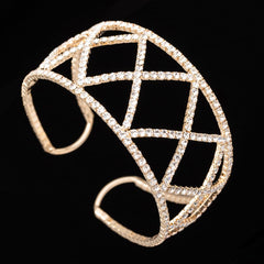 Cubic Zirconia & 18K Gold-Plated Crisscross Cuff