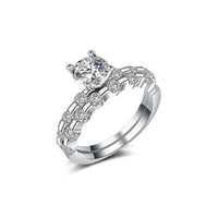 Cubic Zirconia & Silver-Plated Bezel Band & Ring