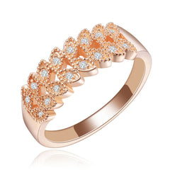 cubic zirconia & 18k Rose Gold-Plated Two Leaves Band - streetregion