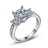 Cubic Zirconia & Silver-Plated Triple Princess-Cut Ring