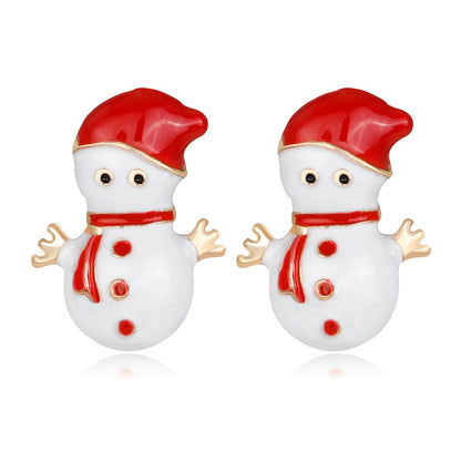 White and Bundled Snowman Stud Earrings, stud earrings for women, botanical inspired, side view