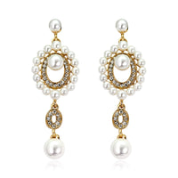 Cubic Zirconia & Imitation Pearl Open Drop Earrings