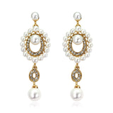 Cubic Zirconia & Imitation Pearl Open Drop Earrings