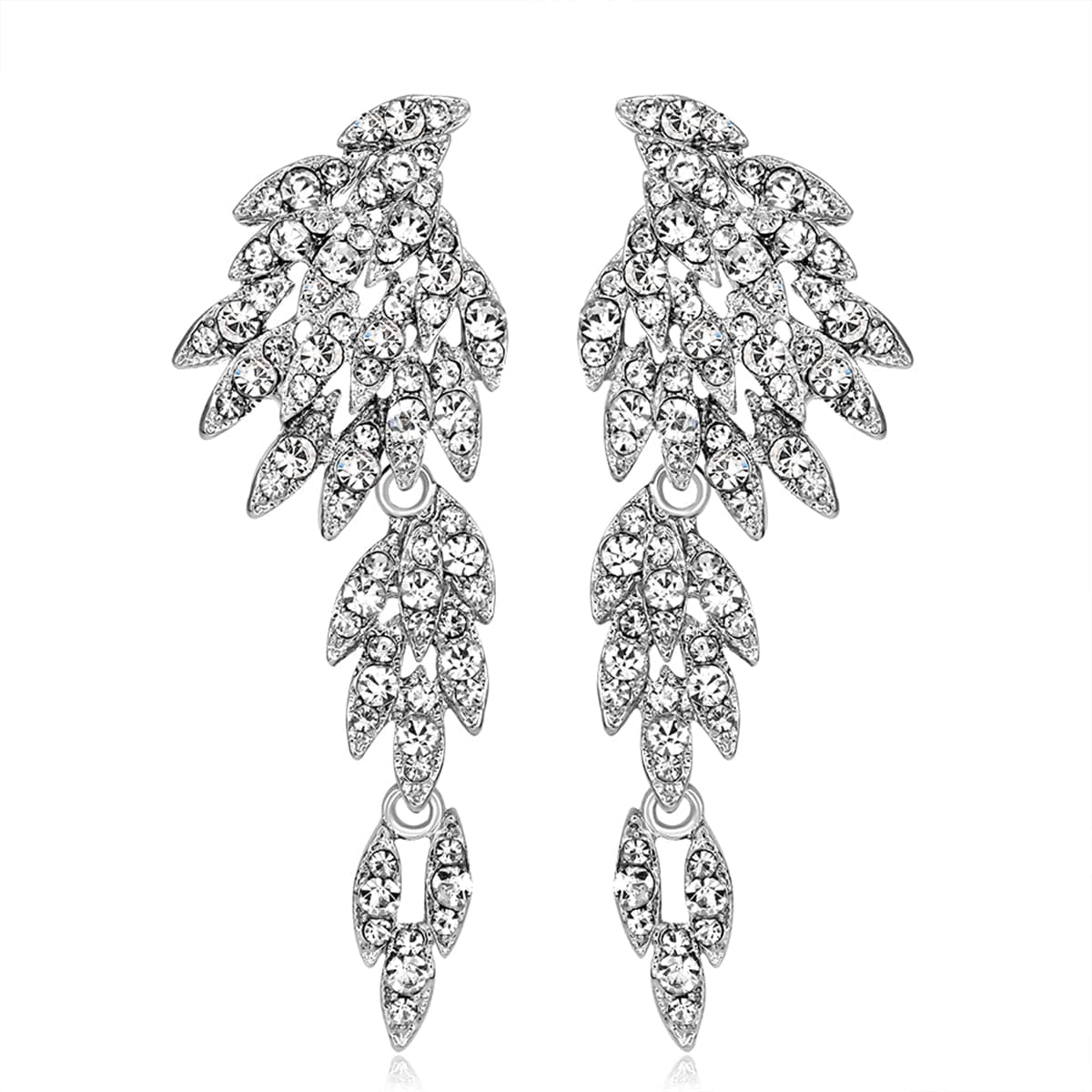 Cubic Zirconia & Silver-Plated Wings Drop Earrings