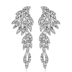 Cubic Zirconia & Silver-Plated Wings Drop Earrings