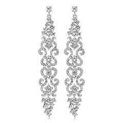 Cubic Zirconia & Silver-Plated Filigree Drop Earrings