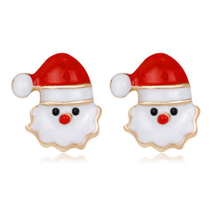 Red Enamel & 18K Gold-Plated Santa Claus Stud Earrings