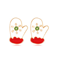 Red & 18k Gold-Plated Mittens Stud Earrings