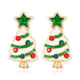 Cubic Zirconia & 18k Gold-Plated Star Christmas Tree Stud Earrings